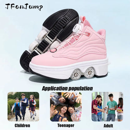 4 Wheel Roller Skate Shoes for Girls Fashion Shoes with Wheels Women'S Adjustable Rolling Skates Shoe Sneakers with Wheels