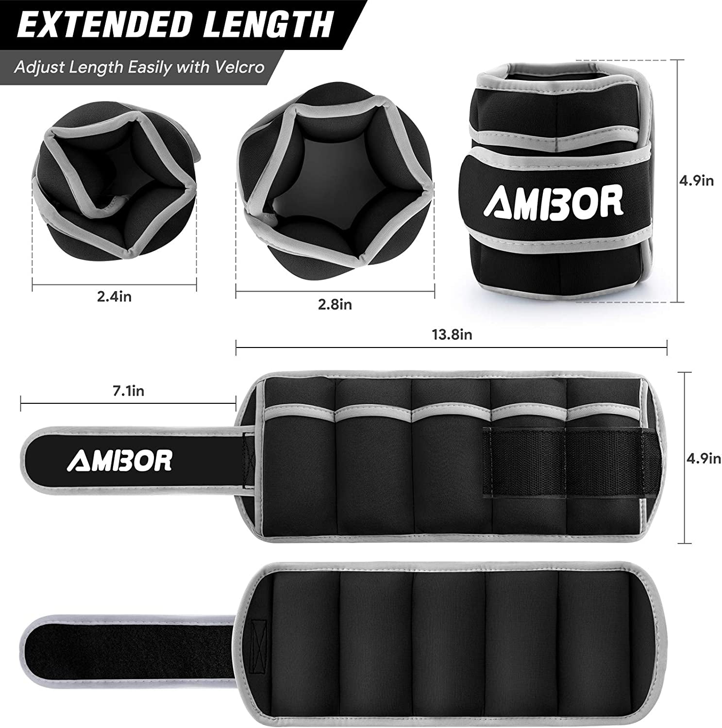 Adjustable Ankle Weights Set - 1 Pair (2-5 lbs) for Strength Training, Fitness, and Workouts - Ideal for Men and Women, Perfect for Walking, Running, and Gym Use