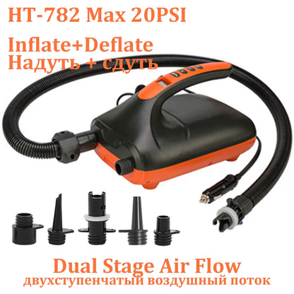 SUP Board Pump 12V Max 20PSI Inflatable Pump with 120W Adapter Electric Air Pump for Stand up Paddle Board Air PVC Boat Mattress