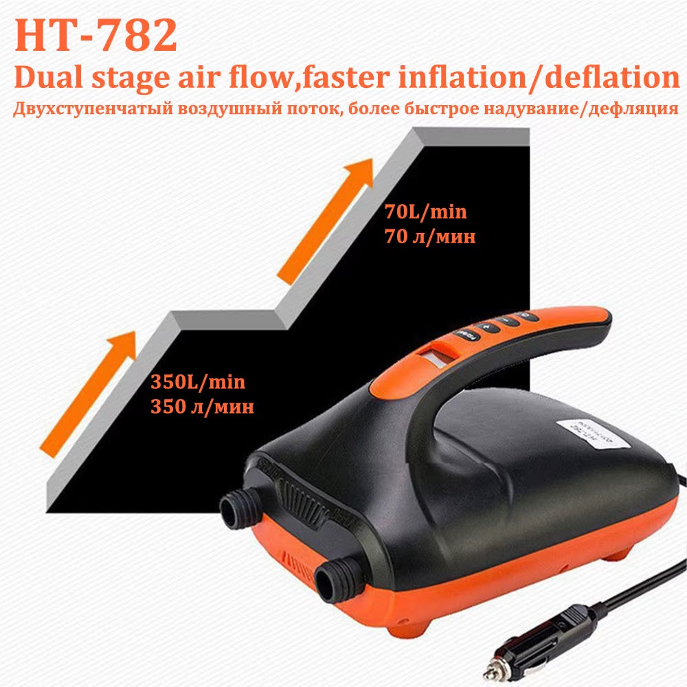 SUP Board Pump 12V Max 20PSI Inflatable Pump with 120W Adapter Electric Air Pump for Stand up Paddle Board Air PVC Boat Mattress