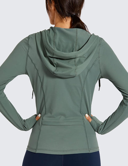 Women's Stylish Brushed Full Zip Hoodie - Perfect for Workouts & Track Activities with Handy Zip Pockets