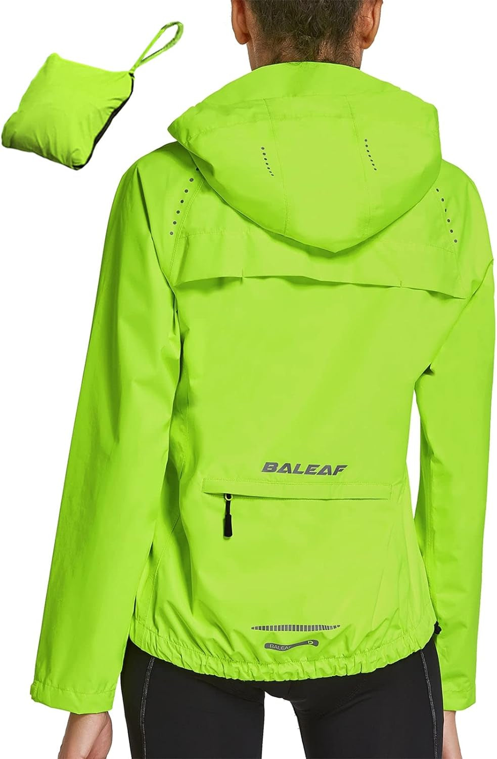 Lightweight Waterproof Women's Rain Jacket - Windbreaker with Reflective Features, Perfect for Running & Cycling, Packable & Hooded