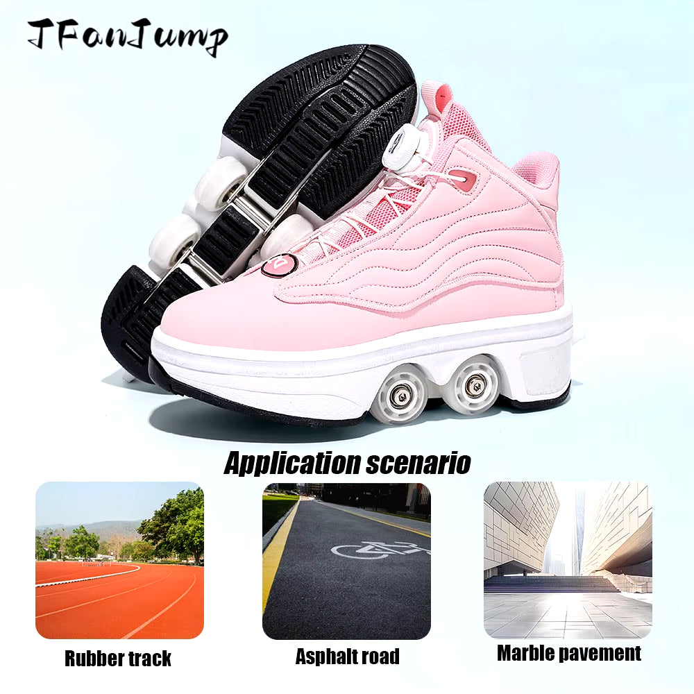 4 Wheel Roller Skate Shoes for Girls Fashion Shoes with Wheels Women'S Adjustable Rolling Skates Shoe Sneakers with Wheels