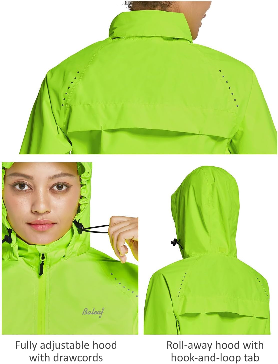 Lightweight Waterproof Women's Rain Jacket - Windbreaker with Reflective Features, Perfect for Running & Cycling, Packable & Hooded