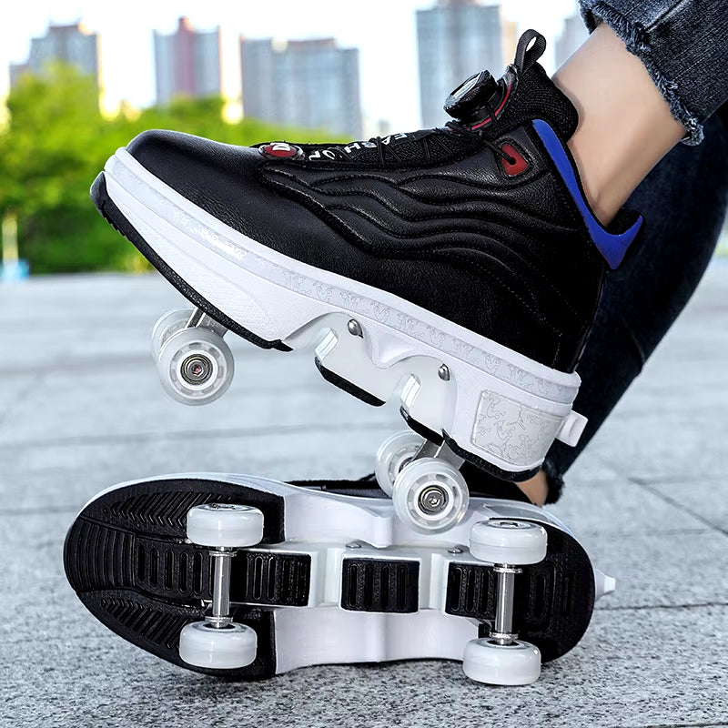 4 Wheel Roller Skate Shoes for Girls Fashion Shoes with Wheels Women'S Adjustable Rolling Skates Shoe Sneakers with Wheels