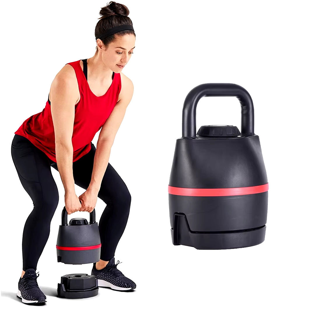 Adjustable Weights Kettlebell Set - Quickly Easy Adjusts 6 Weights(3.5Kg-18Kg) Ergonomic Kettle Bell