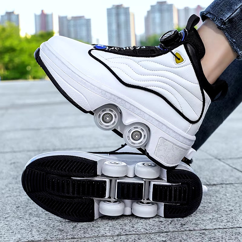 4 Wheel Roller Skate Shoes for Girls Fashion Shoes with Wheels Women'S Adjustable Rolling Skates Shoe Sneakers with Wheels